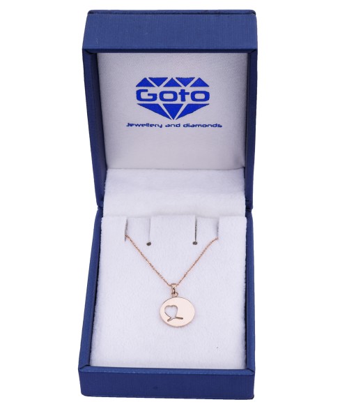 ДИЗАЙНЕРСКО КОЛИЕ СЪРЦЕ (Кръг) розово злато 