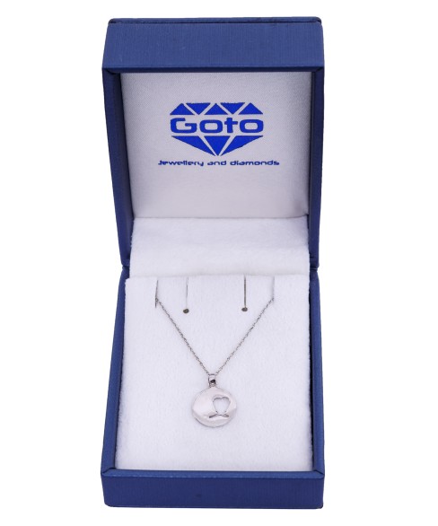 ДИЗАЙНЕРСКО КОЛИЕ СЪРЦЕ (Кръг) 14 К бяло злато 